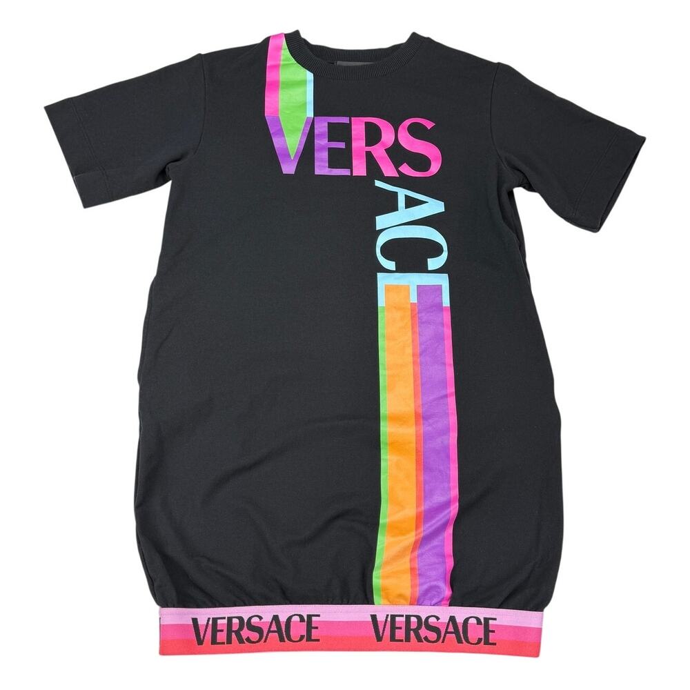 VERSACE Graphic Multicolor Elastic Hem Dress Girls 10 YR